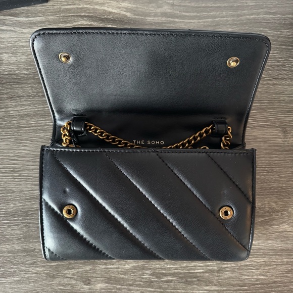 Kurt Geiger Black Kensington Quilted Leather Wallet on a Chain Crossbody Bag - Picture 6 of 7